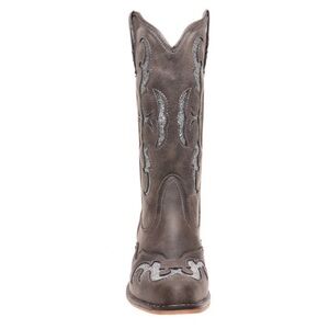 Black  Cowboy Western Glitter Accent Tall Boots